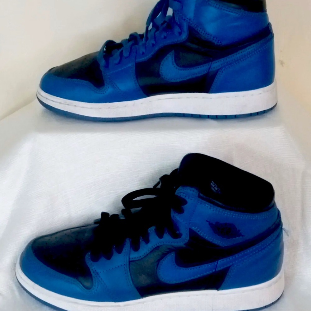 Size 7Y - Nike Air Jordan Retro I 1 High OG GS Dark Marina Blue Black White Used